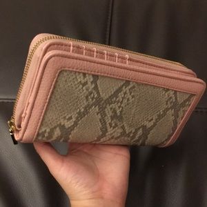 Faux leather and snakeskin wallet